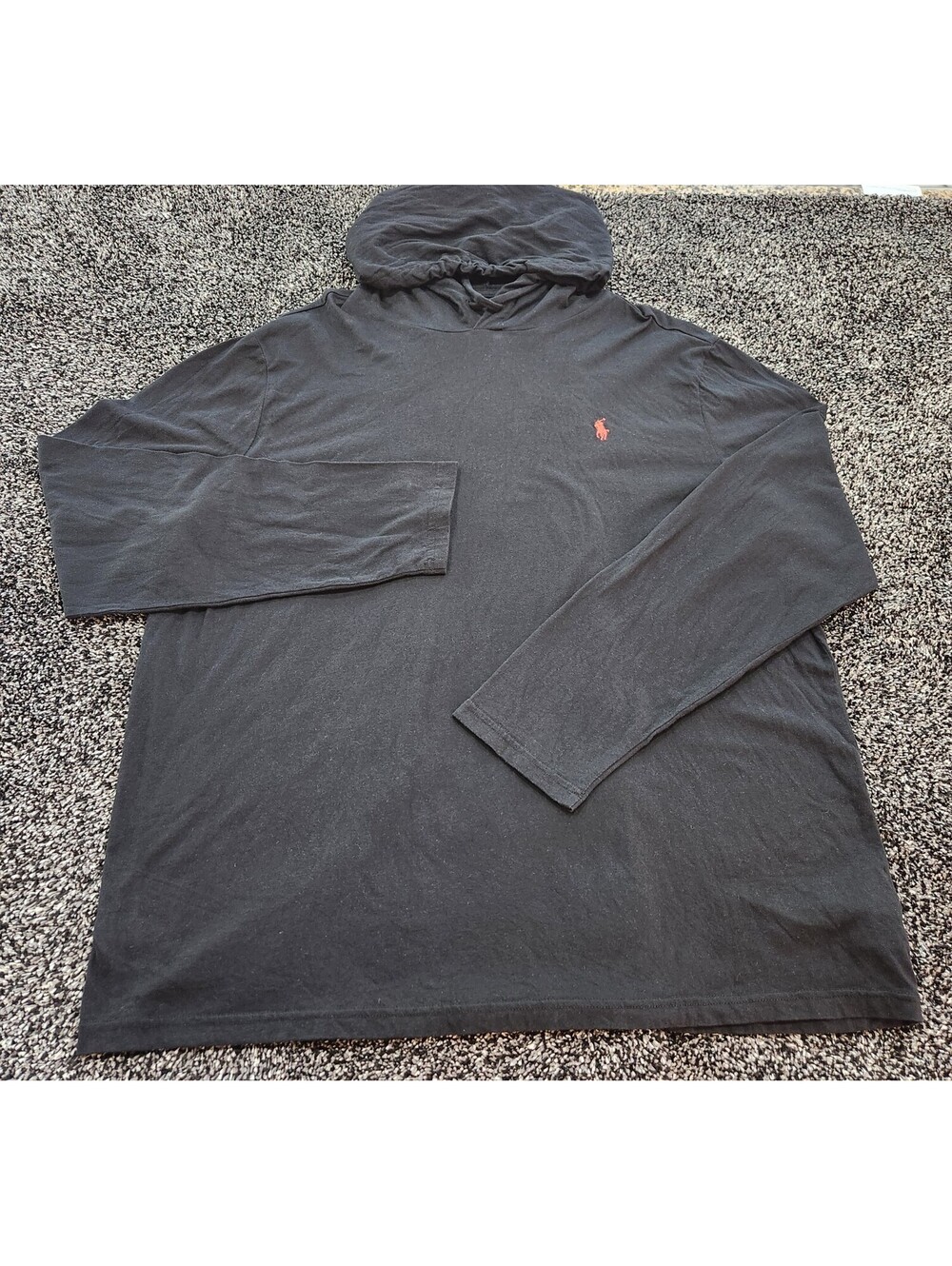 Polo Ralph Lauren Men's Pull over Hoodie T-Shirt Long Sleeve Black Red Pony XL - Picture 3 of 12